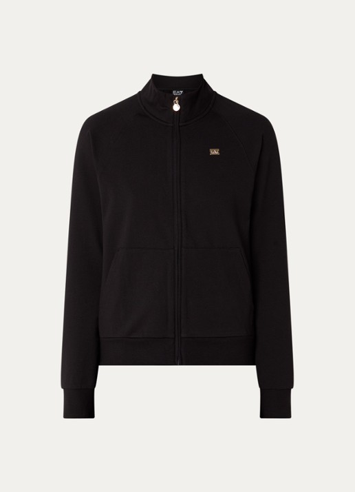 Armani Sweatvest met opstaande kraag en logo - voorkant zwart