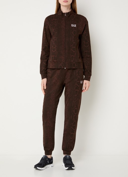 Armani Sweatvest met slangenprint en steekzakken - voorkant 3 bruin