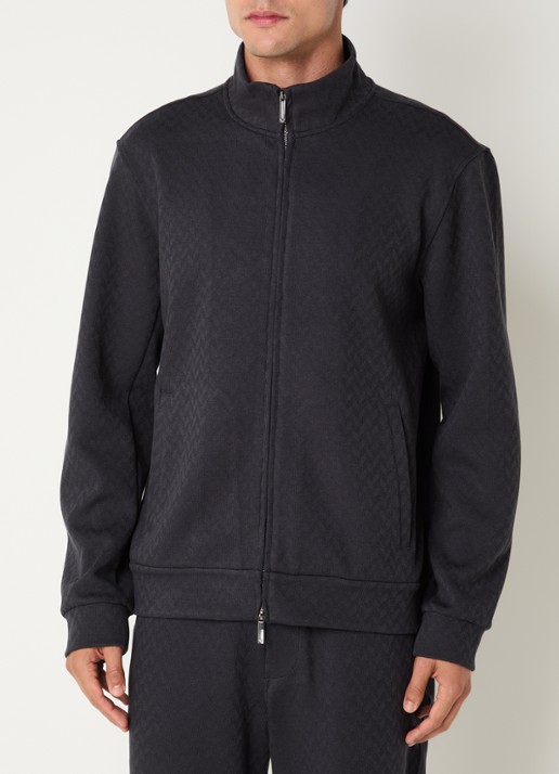 Armani Sweatvest met structuur en steekzakken - detail donkerblauw