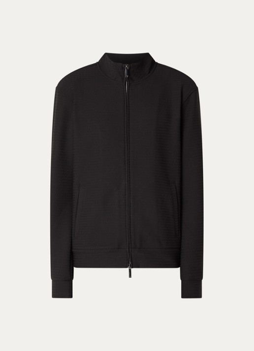 Armani Sweatvest met structuur en steekzakken - voorkant 3 zwart