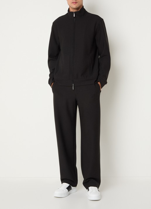 Armani Sweatvest met structuur en steekzakken - voorkant 4 zwart