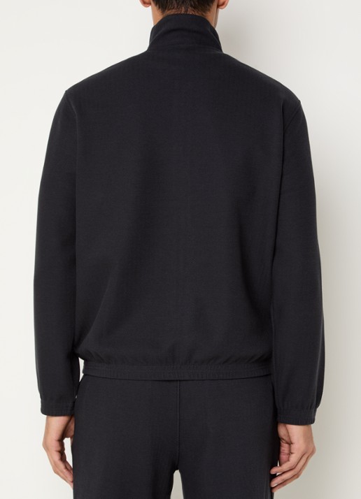 Armani Sweatvest met visgraatdessin en steekzakken - achterkant donkerblauw