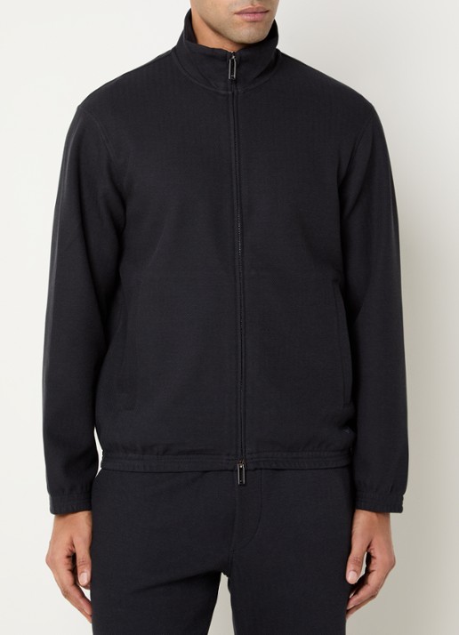 Armani Sweatvest met visgraatdessin en steekzakken