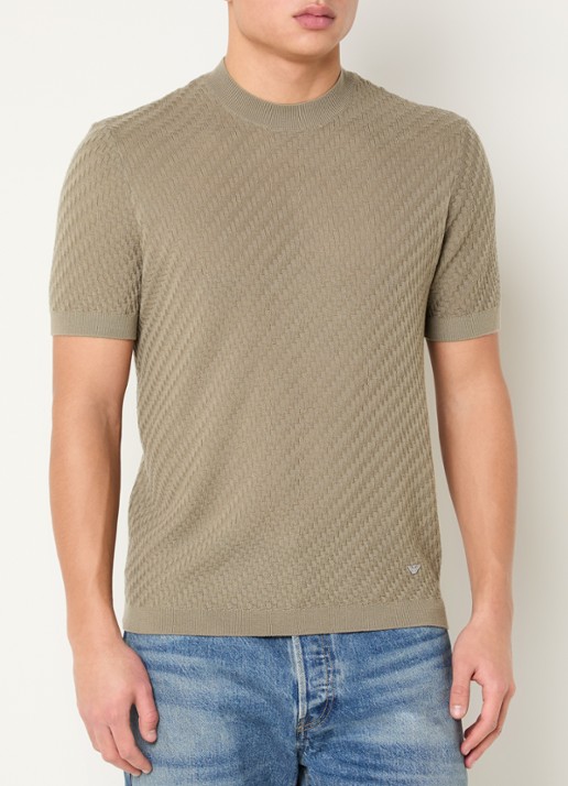 Armani T-shirt in scheerwolblend met structuur