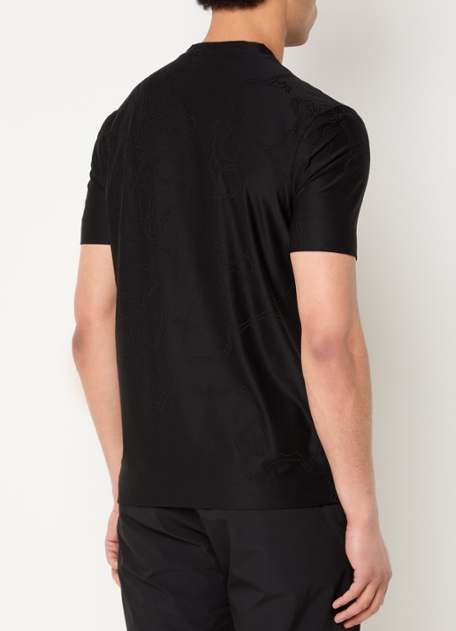 Armani T-shirt in zijdeblend met borduring - achterkant 4 zwart