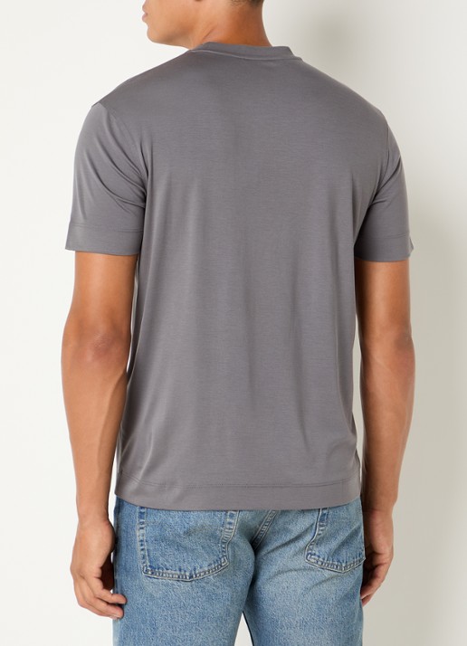 Armani T-shirt in zijdeblend met logoborduring - achterkant 4 grijs