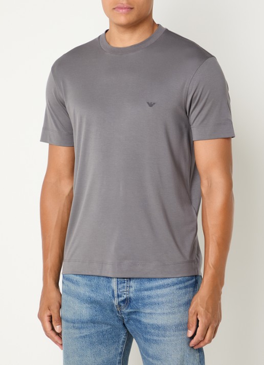 Armani T-shirt in zijdeblend met logoborduring