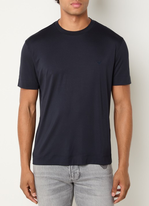 Armani T-shirt in zijdeblend met logoborduring