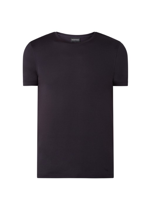 Armani T-shirt in zijdeblend - voorkant 2 donkerblauw