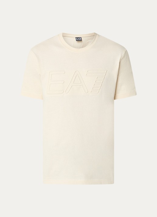 Armani T-shirt met 3D logoprint - voorkant creme