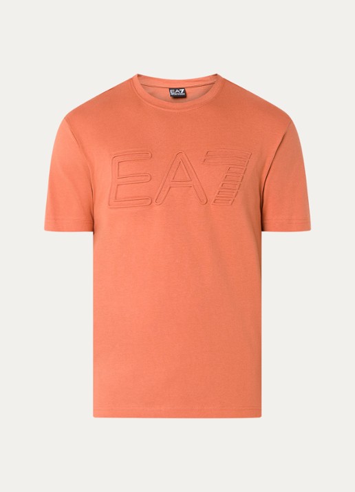 Armani T-shirt met 3D logoprint - voorkant oranjerood