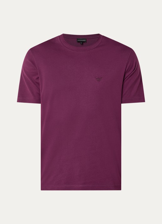 Armani T-shirt met borduring - voorkant 3 aubergine