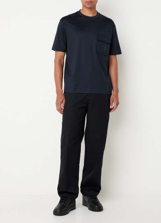 Armani T-shirt  met borstzak - voorkant 3 donkerblauw