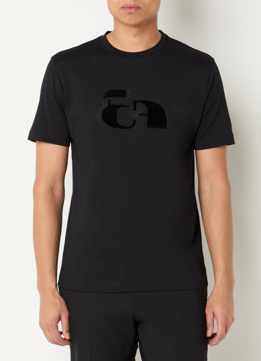 Armani T-shirt met flock logoprint