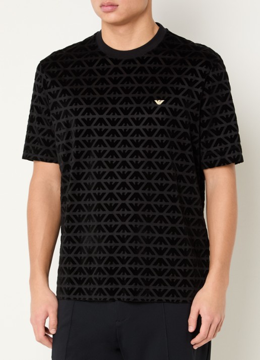 Armani T-shirt met flock logoprint