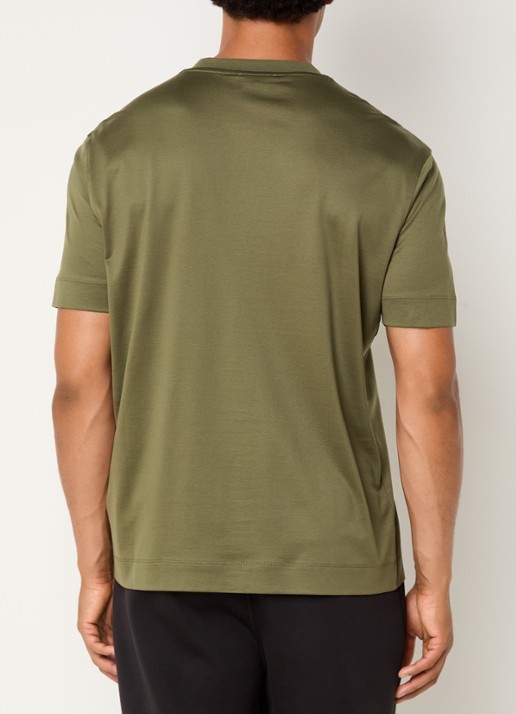 Armani T-shirt met flock logoprint - achterkant bronsgroen