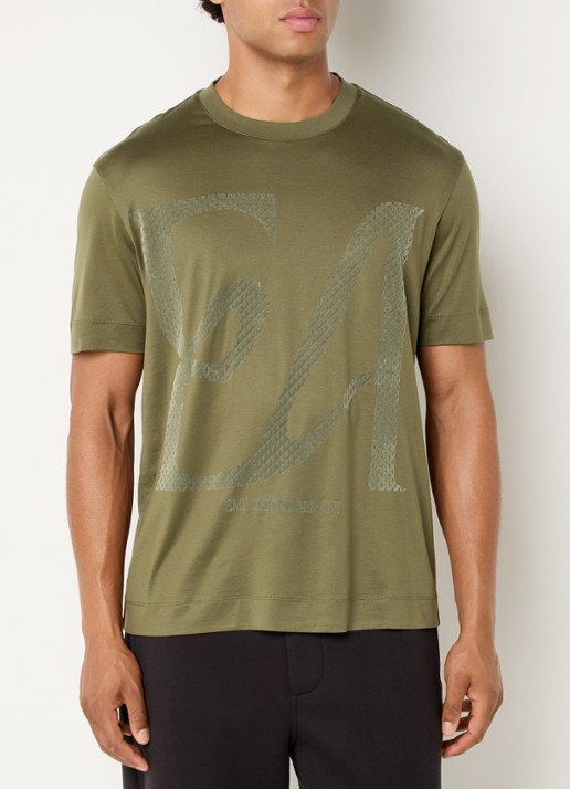 Armani T-shirt met flock logoprint