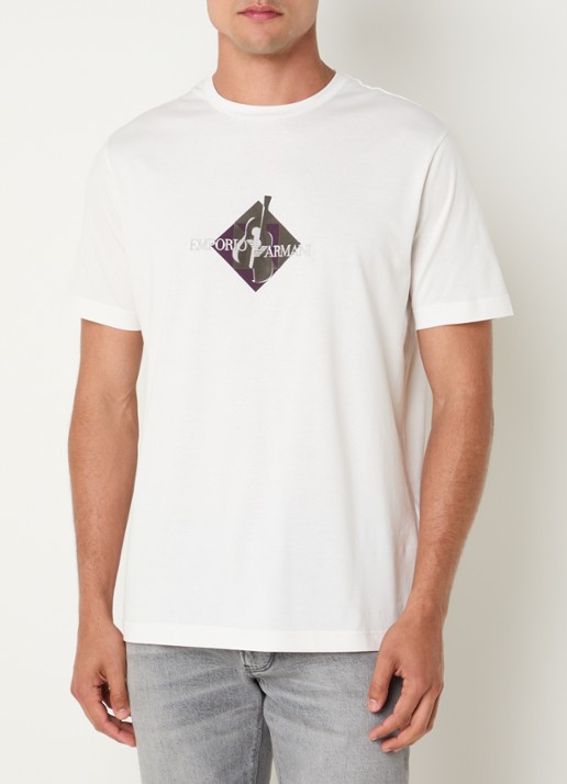 Armani T-shirt met flock logoprint