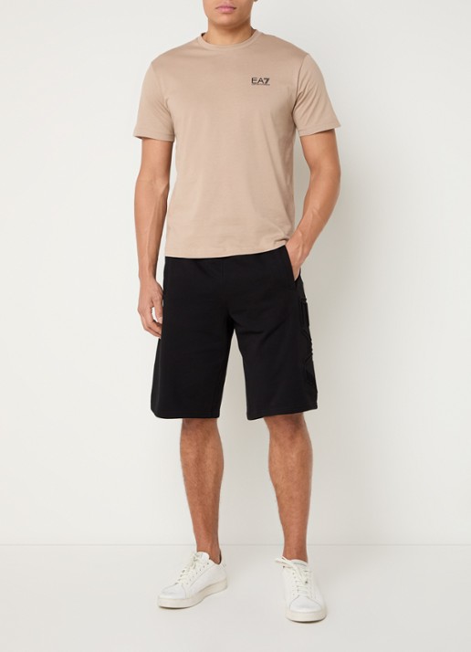 Armani T-shirt met logo- en backprint - voorkant 3 camel