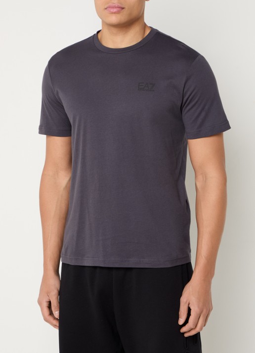 Armani T-shirt met logo- en backprint - achterkant 4 donkergrijs