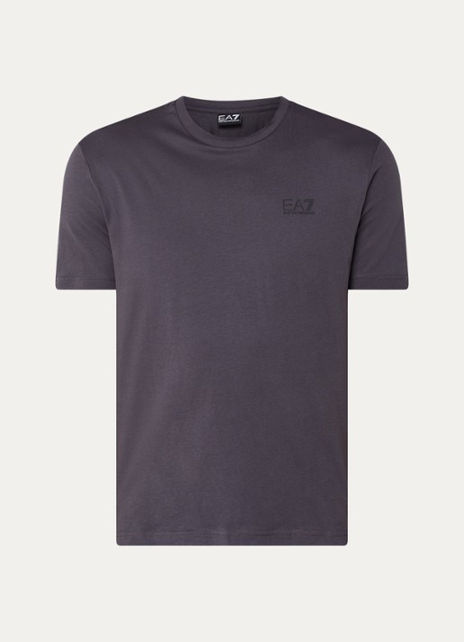 Armani T-shirt met logo- en backprint - voorkant 2 donkergrijs