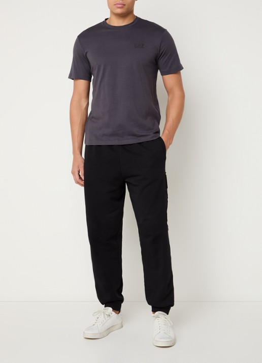 Armani T-shirt met logo- en backprint - voorkant 3 donkergrijs