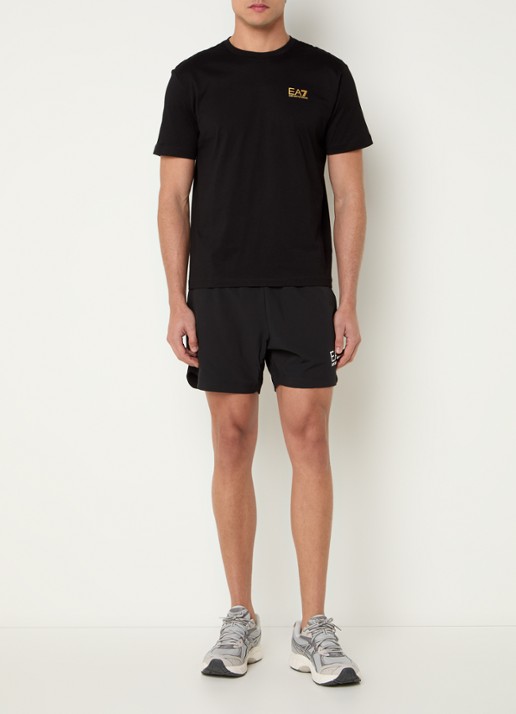 Armani T-shirt met logo- en backprint - voorkant 4 zwart