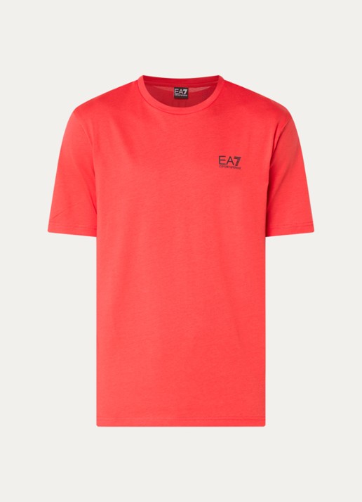 Armani T-shirt met logo- en backprint - voorkant 2 rood
