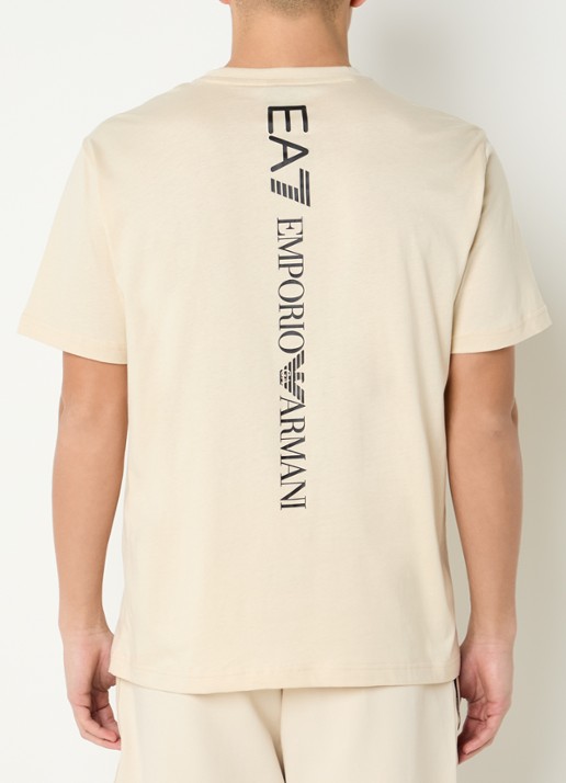 Armani T-shirt met logo- en backprint - achterkant 4 creme