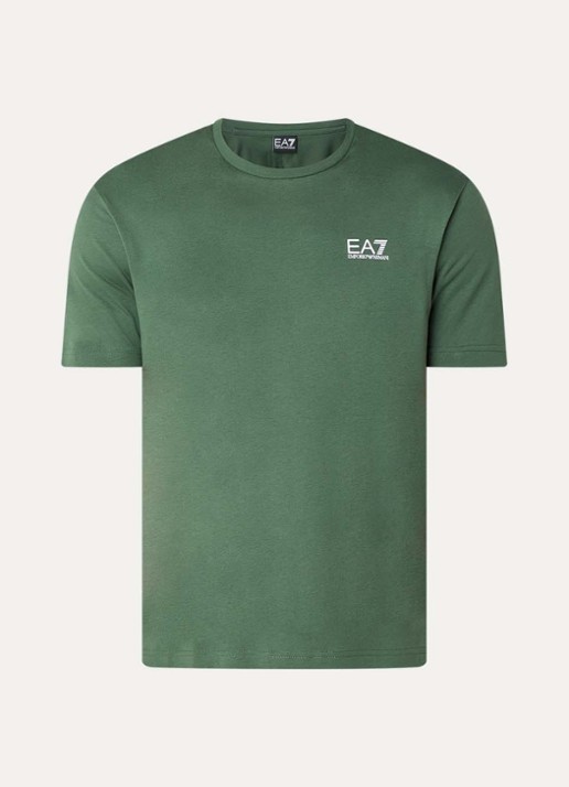Armani T-shirt met logo- en backprint - voorkant 3 groen