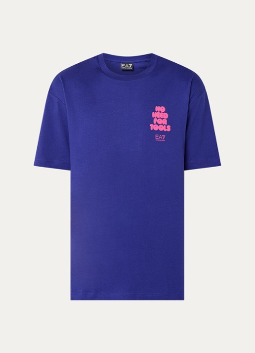 Armani T-shirt met logo- en backprint - voorkant 2 paars