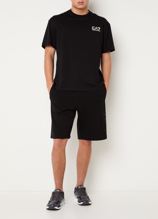 Armani T-shirt met logo- en backprint - voorkant 2 zwart