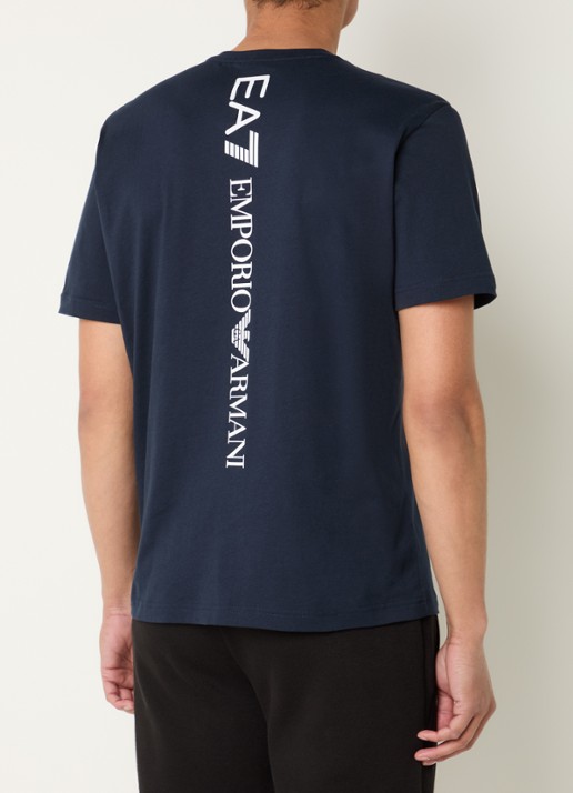 Armani T-shirt met logo- en backprint - achterkant 4 donkerblauw