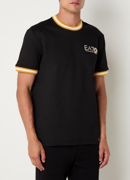 Armani T-shirt met logo- en backprint - achterkant 4 zwart