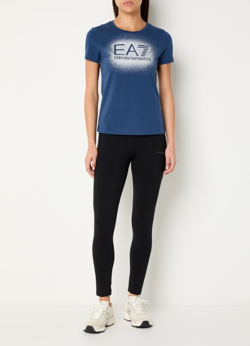 Armani T-shirt met logo en lurex - voorkant 2 blauw