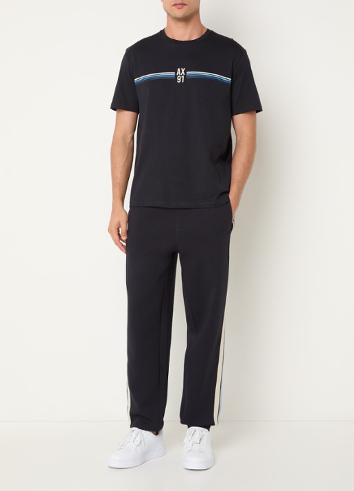 Armani T-shirt met logo en print - voorkant 2 donkerblauw