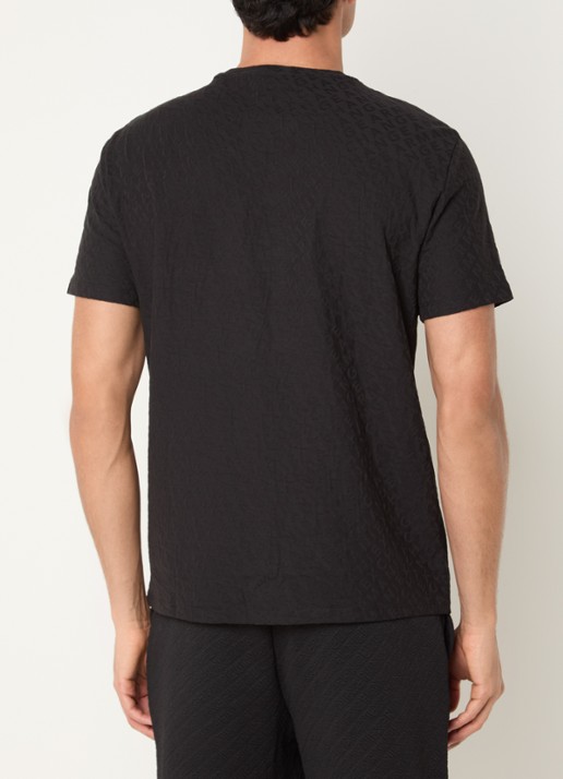 Armani T-shirt met logo en structuur - achterkant 4 zwart