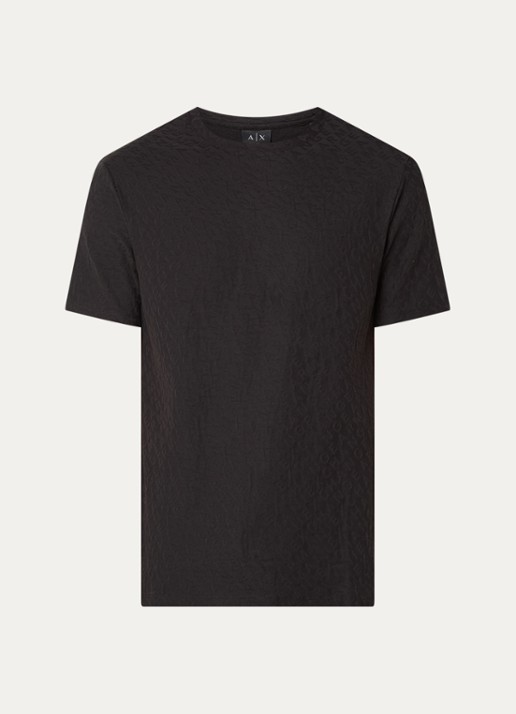 Armani T-shirt met logo en structuur - voorkant zwart