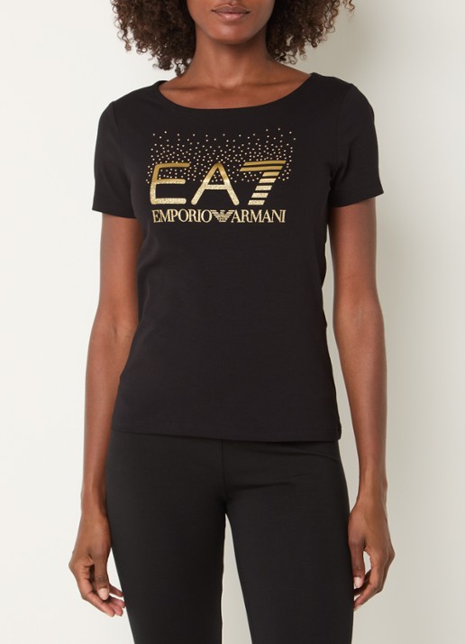 Armani T-shirt met logo en studs