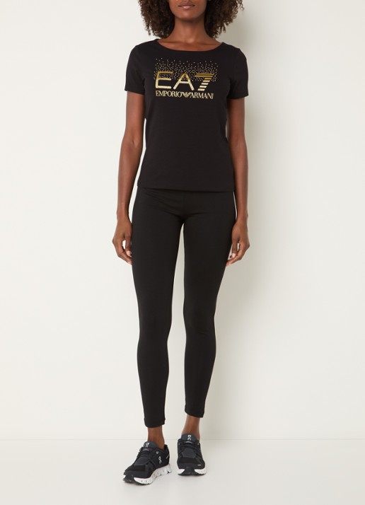 Armani T-shirt met logo en studs - voorkant 3 zwart