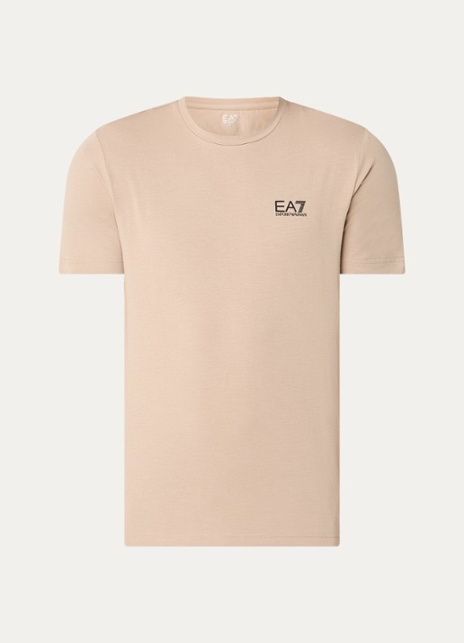 Armani T-shirt met logo - voorkant donkerbeige