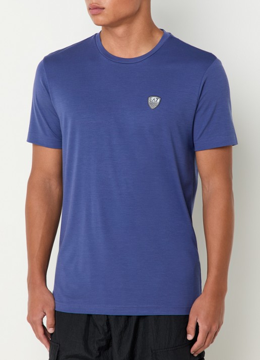 Armani T-shirt met logo  - detail 3 kobaltblauw