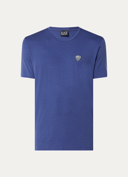 Armani T-shirt met logo  - voorkant kobaltblauw