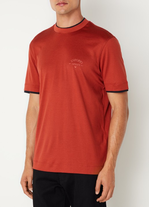 Armani T-shirt  met logo - detail 4 oranjerood