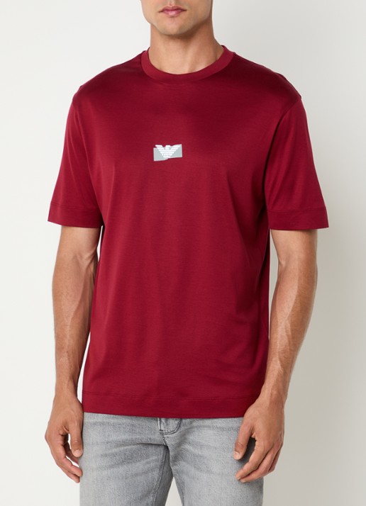 Armani T-shirt met logo - detail 3 donkerrood