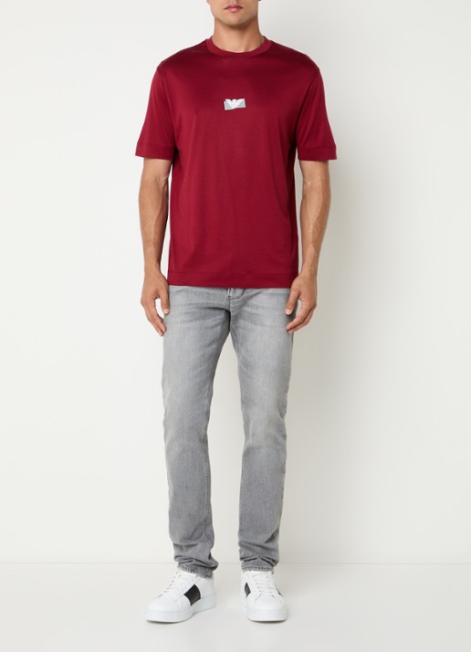 Armani T-shirt met logo - voorkant 2 donkerrood