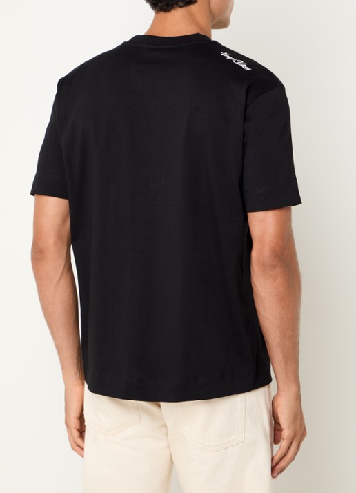 Armani T-shirt met logobordring - achterkant 3 zwart