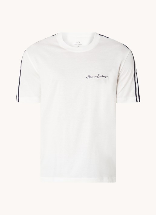 Armani T-shirt met logoborduring - voorkant gebroken wit