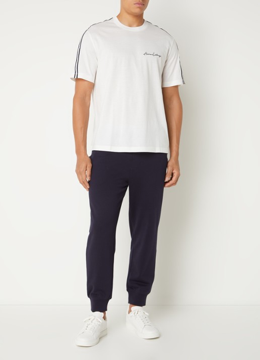 Armani T-shirt met logoborduring - voorkant 2 gebroken wit