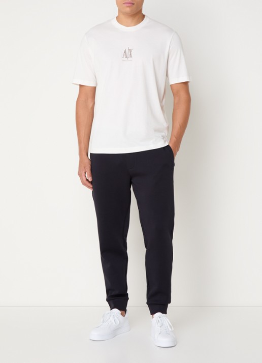 Armani T-shirt met logoborduring - voorkant 4 gebroken wit